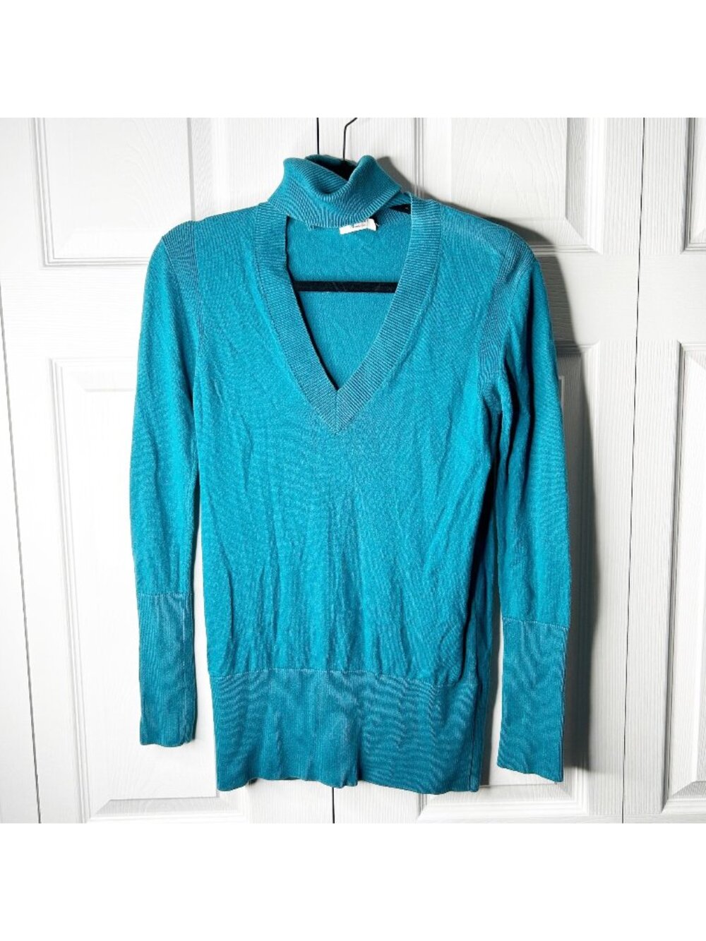 Tome Amulet Teal Long Sleeve Knit Turtleneck Cutout Sweater Women's Size X-Small